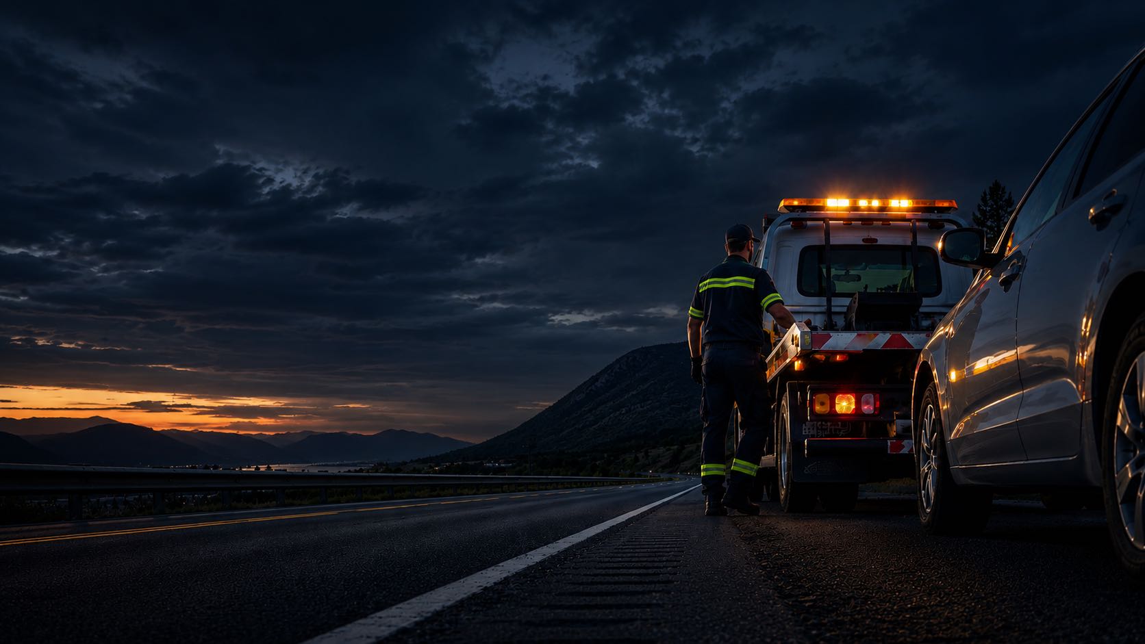 Roadside assistance technician helping a stranded driver in Southern California
